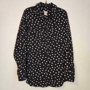 Chico's Black and White Polka Dot Button Up Blouse, Size 1 (8/10)